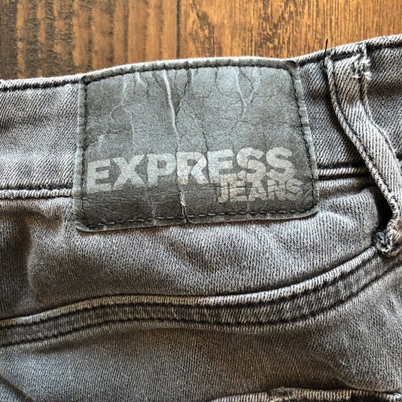 Express Jeans Super Skinny Fit Mens 32x32 (ACTUAL 32x30) Faded Black Distressed - Picture 13 of 16